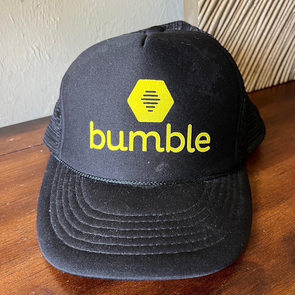 Bumble Hat Cap Adjustable Snapback Mesh Trucker Style Black Yellow